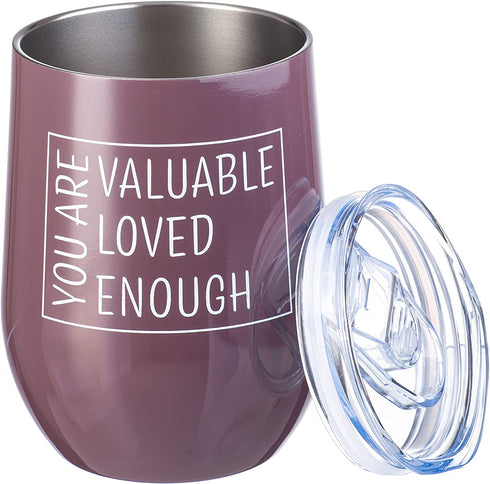 DiverseBee Inspirational Gifts for Women, Men, Best Friend, Mom, Sister, Wife, Girlfriend, Boss, Coworker, Nurses, Thank You Encouragement Birthday Wine Gifts,Insulated Wine Tumbler with Lid (Plum)