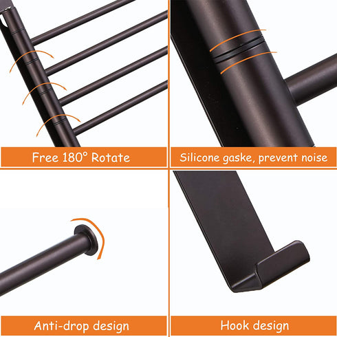 Towel Rack, 4-Arm Swivel Towel Hanger for Bathroom, Towel Bars Swing Out Wall Mounted Towel Racks Oil Rubbed Bronze