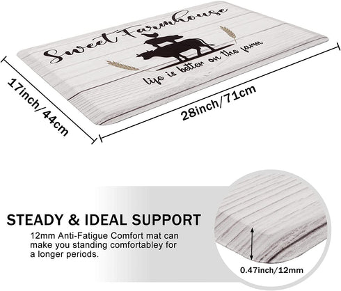 U'Artlines Kitchen Mat Cushioned Anti Fatigue Floor Mat Thick Waterproof Non-Slip Kitchen Rug Heavy Duty Comfort Standing Mat for Home,Office,Desk,Sink,Laundry (17''x28'', Offwhite)