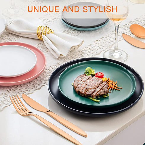 SANTUO 20 Piece Silverware Set for 4, Dinning Stainless Steel Flatware Set, 20pcs Lunch Tableware Cutlery Set, Dinner Mirror Polished Utensils, Include Knife Fork Spoon for Home (Rose Gold)