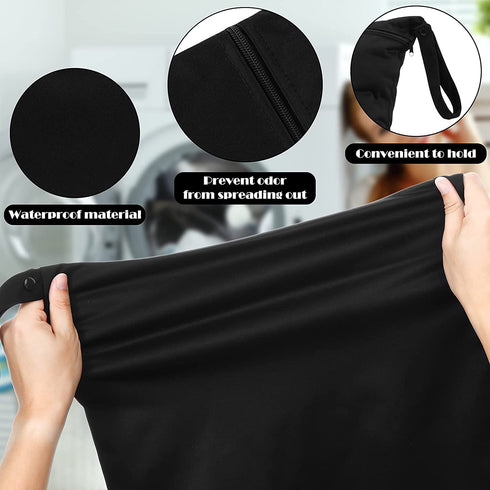2 Pieces Large Travel Laundry Bag Washable Waterproof Wet Dry Bag Large Dirty Clothes Bag Bathing Suit Workout Bag for Gym Clothes Laundry Wet Clothes Swimming Yoga and Washing (Black Style)
