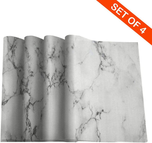 MSGUIDE Marble Placemats Set of 4 for Dining Table Washable Heat Resistant Kitchen Mats,12x18in