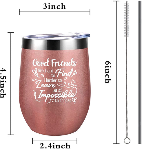 Pinata Good Friend Wine Tumbler Cup Rose Gold Capacity 12oz, Best Friend Birthday Gifts for Women, Friend, BFF, Female, Funny Christmas, New Year, Birthday Friend Gift Ideas