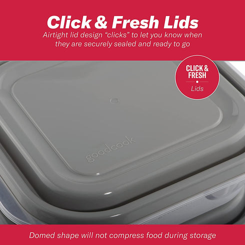 Good Cook EveryWare 34-Piece BPA-Free Plastic Food Storage Container Set, Clear/Grey, (41758)
