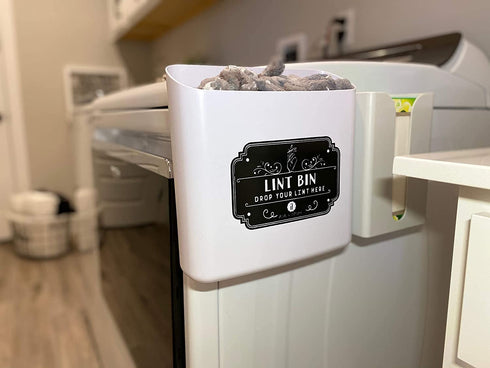 Magnetic Lint Bin For Laundry Room | Farmhouse Retro Magnetic Lint Bin for Laundry Room Storage Decor - Lint Container Space Saving Washer and Dryer Trash Can Solution Wall Mount (Off-White)