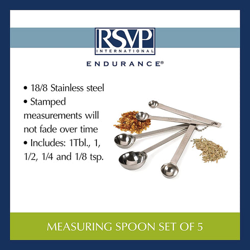 RSVP International Endurance Measuring Spoons, Round, Stainless Steel Large