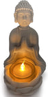 OakiWay Meditation Decor - Buddha Statue & Lotus Flower Candle Holder W/ Flickering Led Candle - Spiritual Decor, Zen/Yoga Accessories, Feng Shui/Spa/Japanese/Boho Decor, Relaxing Gifts for Women