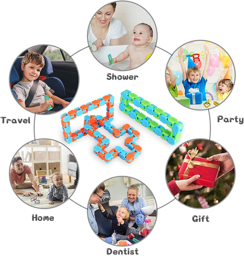 Ganowo 24pcs Wacky Tracks Sensory Fidget Toys Snap and Click -Party Favors for kids8-12,4-8,Carnival Prizes ,School Classroom Rewards,Goody Bag Fillers for Kids Easter Basket Stuffers,Easter Egg