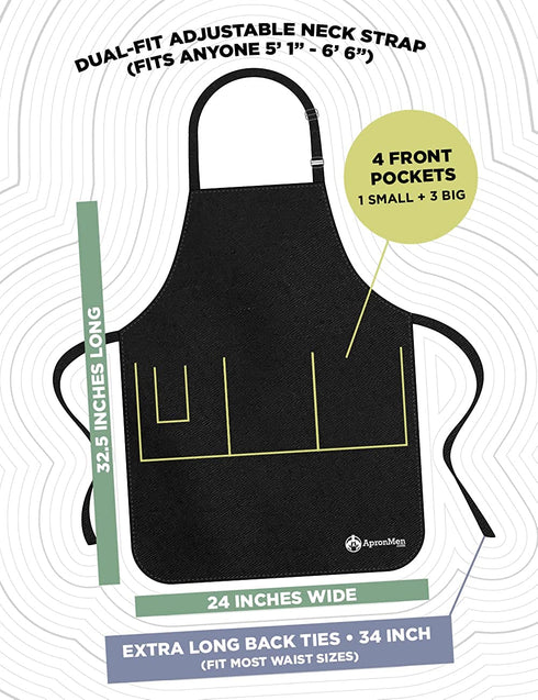 ApronMen, Hook 'Em Cook 'Em BBQ Grill Adjustable Apron for Men, One Size
