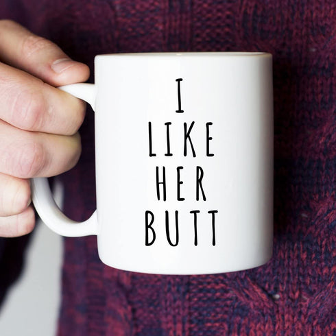 I Like His Beard, I Like Her Butt Couples Funny Coffee Mug Set 11oz - Unique Wedding Gift For Bride and Groom - His and Hers Anniversary Present Husband and Wife - Engagement Gifts For Him and Her