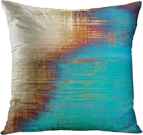 Britimes Throw Pillow Covers 18x18 Inches Home Decor Set of 4 Pillow Cases Decorative for Bed Sofa Cushion Couch Outdoor Turquoise Pillowcases (Teal and Orange) €¦