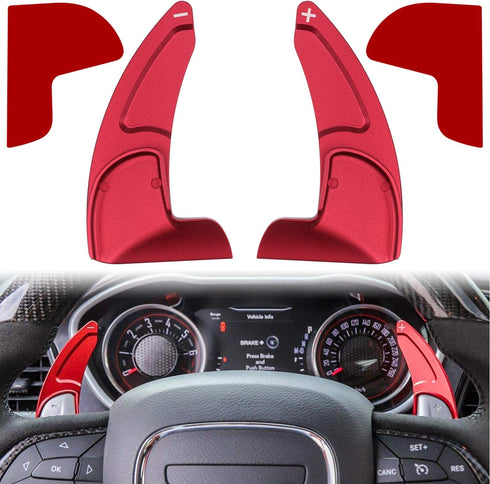 Steering Wheel Shift Paddle Extended Shifter Trim Cover for Dodge Challenger Charger Durango RT & Scat Pack 2015-2020, for Jeep Grand Cherokee 2014-2020 Interior Decoration Accessories (Red 2PCS)