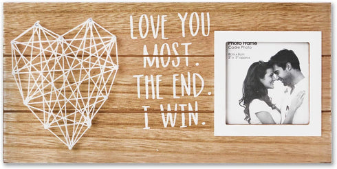 Vilight Boyfriend Girlfriend Couples Romantic Picture Frame - Love You Most the End I Win - Gifts for Him Her Rustic Sign for 3x3 Photo