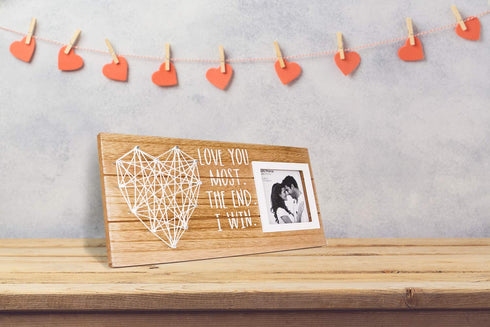 Vilight Boyfriend Girlfriend Couples Romantic Picture Frame - Love You Most the End I Win - Gifts for Him Her Rustic Sign for 3x3 Photo