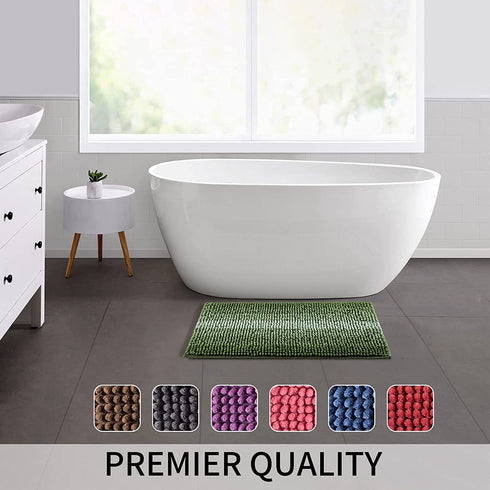 Hyhyco Green Bathroom Rugs,Bath Rug for Bathroom Non Slip,Soft Bath Rugs,Absorbent Bath Mats for Bathroom Floor,Shaggy Plush Bathroom Carpet,Machine Washable & Comes with Laundry Bag (16x24, Green)