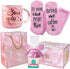 Boss Lady Mothers Day Gifts Basket for Women - 12oz Gold Pink Ceramic Coffee Mug + Funny Socks + Gift Bag - For the Best Boss and Boss Lady. The Best Mothers Day Gifts for Mom.