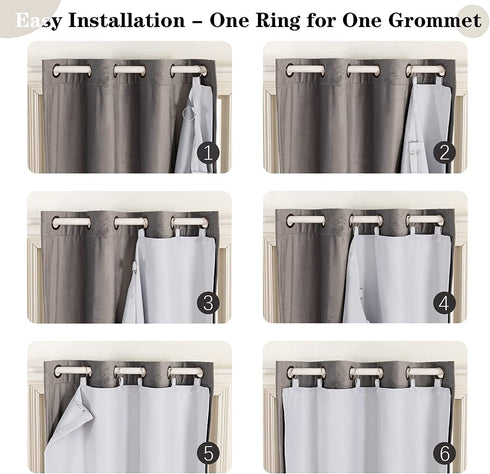 Melodieux Thermal Insulated Blackout Curtain Liner for 84 Inch Long Curtains, Off White, 40 by 80 Inch, 1 Panel, Rings Included