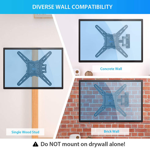 Full Motion TV Wall Mount Bracket, Articulating Arms Swivel Tilt Extension Rotation, Fits Most 26-55 Inch Flat Curved LED LCD OLED TVs, Max VESA 400x400mm Holds up to 88lbs by Pipishell