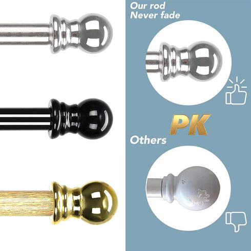 Curtain Rods for windows,Window Single Curtain Rod Set with Finials 30-60" Splicing Adjustable Curtain Rod Decorative Window Curtain Rod for Kitchen Bedroom Window Silver