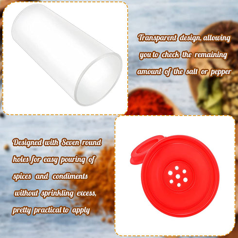 4 Pieces Salt and Pepper Shakers Set Large Salt Dispenser Camping Picnic Salt Shaker with Lid Plastic Salt and Pepper Shakers with Lids Picnic Salt and Pepper Jar Container for Salt, Sugar, Spice