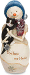 Pavilion Gift Company The Birchhearts-You Hug My Heart Snowman Figurine Holding Cat 5 Inch, 5", White