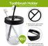 4pcs Rustic Mason Jar Bathroom Accessories Set- Liquid Soap Pump Dispenser and 2 Small Apothecary Storage Glass Jars&Toothbrush Stand Holder for Bathroom, Farmhouse Home Decor, Kitchen Sink (Black)