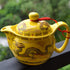 Teapot 12oz Chinese King Yellow Porcelain Flying Two Dragon Game Bead Sea Stainless Mash Infuser for Loose Tea (Yellow Golden dragon)