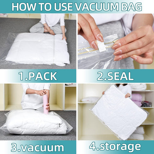AirBaker Vacuum Storage Bags Hand Pump Included for Comforters Blankets Clothes Pillows Travel Space Saver Seal Bag (4 x Jumbo, 4 x Large)