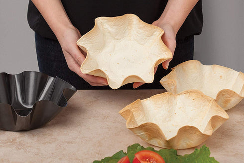 HIC Harold Import Tortilla Bowl Maker, Set of 2, Non-Stick Black Baking Pans