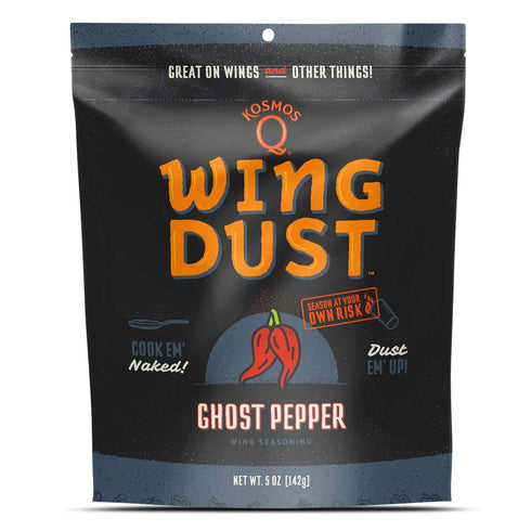Kosmos Q Ghost Pepper Wing Dust - 5 Oz Bag for Hot Wings, Popcorn & More - Dry BBQ Wings Rub with Hot Ghost Pepper Spice (Ghost Pepper)