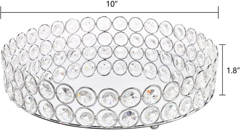 Hedume Mirrored Crystal Vanity Tray, 10 Inches Crystal Cosmetic Makeup Tray, Ornate Decorative Tray for Perfume, Jewelry and Makeup