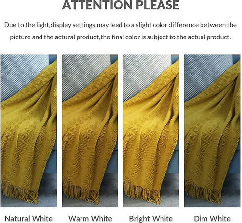 JibHome Knitted Throw Blankets for Couch and Bed, Soft Cozy Knit Blanket with Tassel, Yellow Lightweight Decorative Blankets and Throws, Farmhouse Warm Woven Blanket for Men and Women(Yellow)