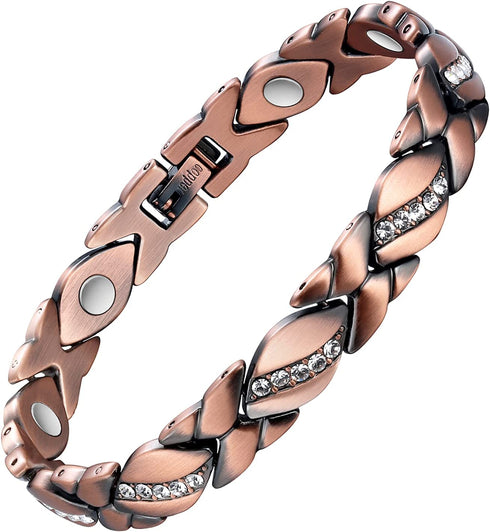 Jecanori Copper Bracelets for Women,Magnetic Crystal Bracelets for Women with 3500 Gauss Magnets,99.9% Pure Copper Bracelets,Christmas Jewelry Gift with Adjust Tool