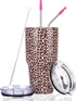 Artlion 30oz Tumbler Pink Leopard Insulated 30 OZ Metal Tumblers Cheetah Cup with Straws and Lid for Cold Hot Drinks