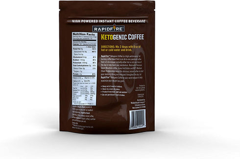 Rapidfire Ketogenic High Performance Instant Coffee Mix, Supports Energy and Metabolism, 15 Servings, brown, 7.93 ounce (pack of 1)