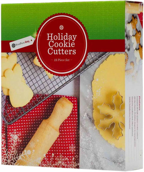StarPack Home Christmas Cookie Cutters Set (18 Piece) - Favorite Holiday Shapes including Gingerbread Man, Star and Snowflake Cutter Shapes