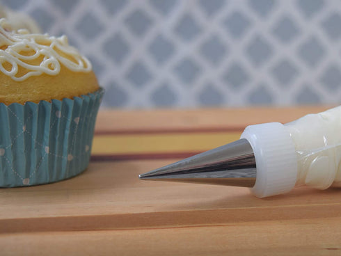 JA Kitchens Set of 3 Seamless Stainless Steel Writer Cake Decorating Tubes (Sizes: 1, 1.5, & 2)