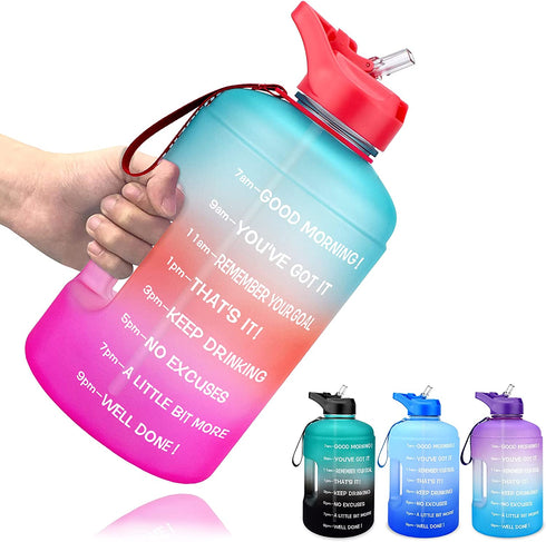 BuildLife 1 Gallon Water Bottle with Straw & Motivational Time Marker BPA Free Leakproof Sports Water Jug Ensure Drink Enough Water Throughout The Day