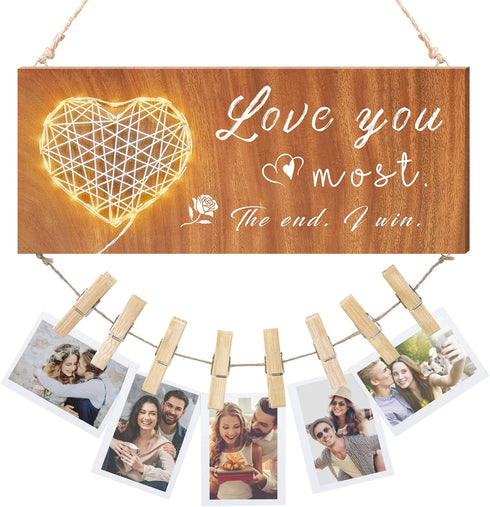 Vetbuosa Love You Most Gifts for Him Boyfriend Gifts for Her Girlfriend Wife Husband Photo Holder, Romantic Anniversary Picture Frame Engagement Wedding Gifts for Couples Photo Frame