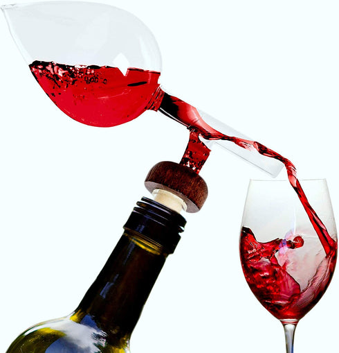Wine Aerator And Decanter, Hand Blown Borocilicate Glass Wine Aerator on the bottle Aerator for Wine, Whiskey and Spirits 2x5 Inches Transform Your Wine Experience By The Wine Savant