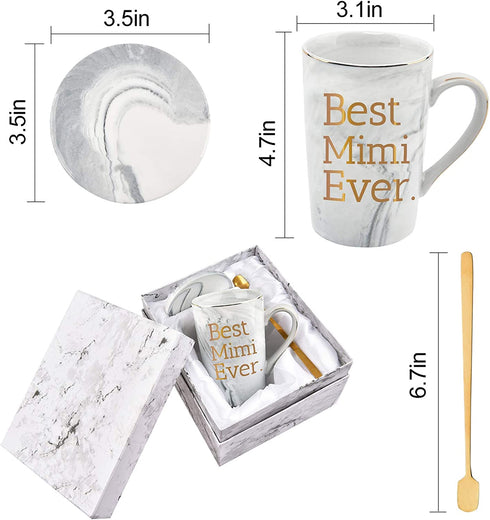 Best Mimi Ever Coffee Mug Mimi Gifts for Grandma Mothers Day Grandma Mug Birthday Gifts for Grandma Gifts from Grandchildren Grandson Grandma Cup 14 Oz Gray with Gift Box