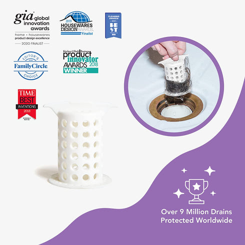 ShowerShroom Revolutionary 2" Stand-up Shower Stall Drain Protector Hair Catcher/Strainer 2", White