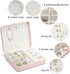 Vlando Jewelry Boxes for Girls, Women Jewelry Organizer Box Travel Necklace Earrings Ring Bracelet Jewelry Storage Case, Medium Portable Leather Jewellry Holder with Lid, Kids Gift, Pink