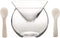 DUEBEL Glass Caviar Chiller Server Set Plus 2 pcs. x Mother of Pearl Caviar Spoon 3.15" Universal Martini, Wine, Liquor Cocktail Chiller