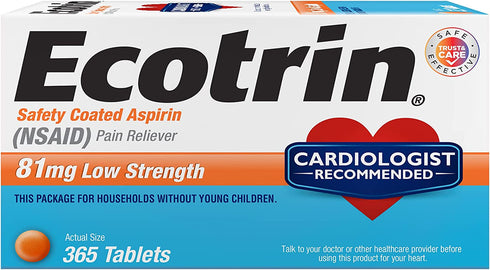 Ecotrin 81 mg Low Strength Tablets 365 Count (Pack of 1)