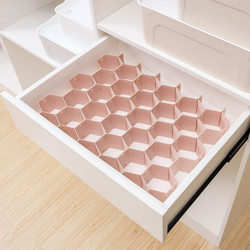 Naimkair Drawer Divider Organizer, Adjustable Honeycomb Plastic Partition Cabinet Clapboard Storage for Underwear, Socks, Ties, Makeup, Office