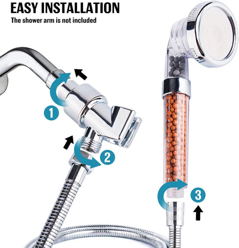 High Pressure Handheld Shower Head with Hose and Bracket, Ionic Filter Spray Filter Showerheads with 3 Setting, Water Saving and Stone Filter Beads Shower Head for Dry Hair and Skin Spa by imtfzct