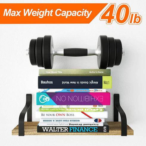 Love-KANKEI Floating Shelves Wall Mounted Set of 3, Rustic Wood Wall Storage Shelves for Bedroom, Living Room, Bathroom, Kitchen, Office and More Carbonized Black