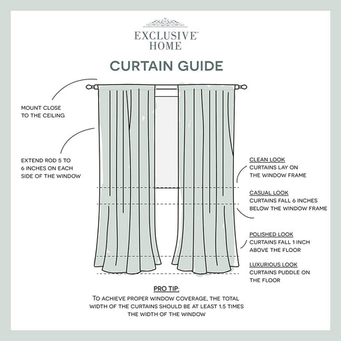 Exclusive Home Curtains Pom Pom Embellished Sheer Rod Pocket Top Curtain Panel Pair, 54x63, Winter White