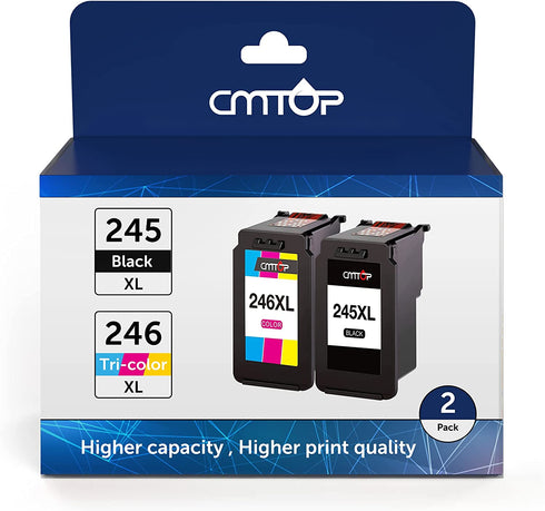 CMTOP Compatible Ink Cartridge Replacement for Canon Ink Cartridges 245 and 246, for Canon PIXMA MG2522 MG2520 MX490 MX492 MG2920 MG2922 IP2820 TS3122 MG2420 MG2922 Printer, 1 Black+1 Tri-Color